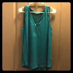 Express dark teal sleeveless blouse